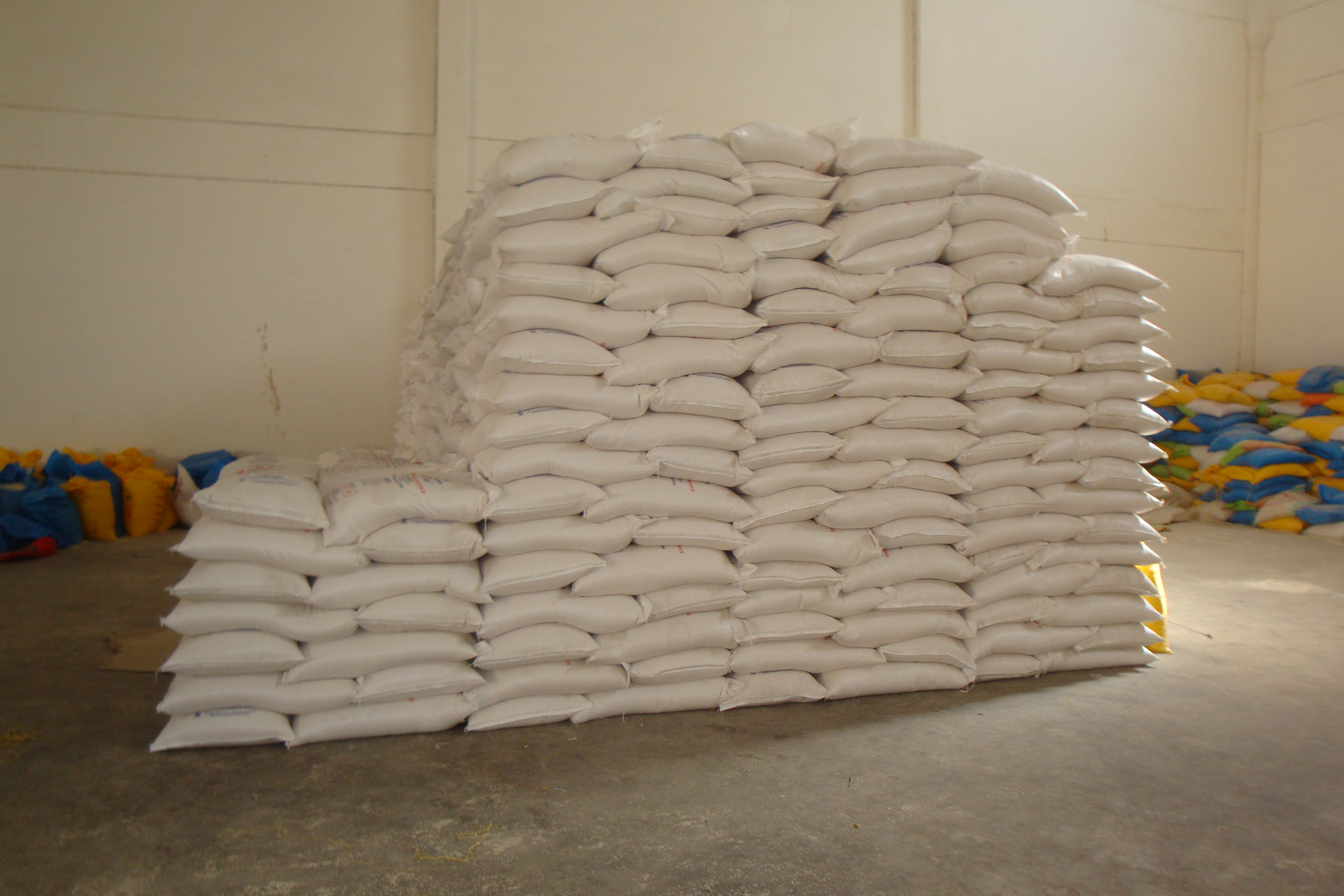 HAS Rice Pakistan warehouse with PP woven bags stacked